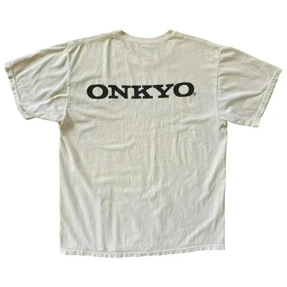 Vintage JERZEES Gibson Guitar ONKYO Stereo T shirt Mens M L 1990s Y2K RARE! - Picture 9 of 9